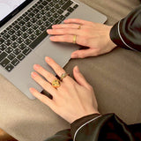 Mystic Face Ring, waterproof 18k gold-plated stainless steel