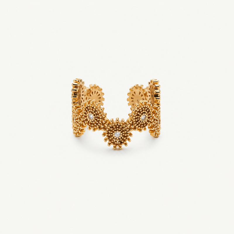Sunburst Open Ring – 18k Gold Plated Vintage Ring