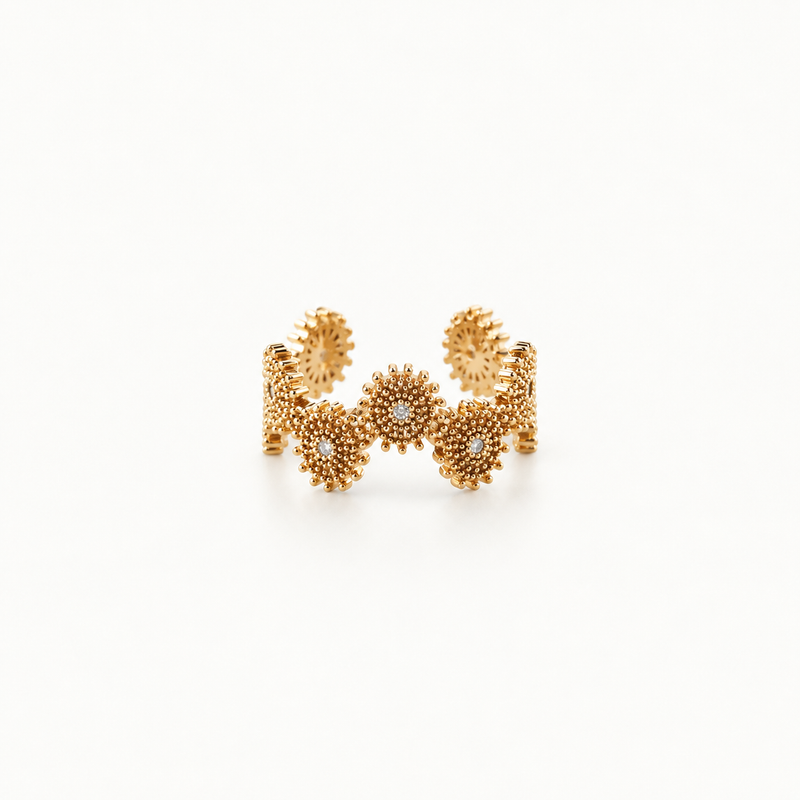 Sunburst Open Ring – 18k Gold Plated Vintage Ring