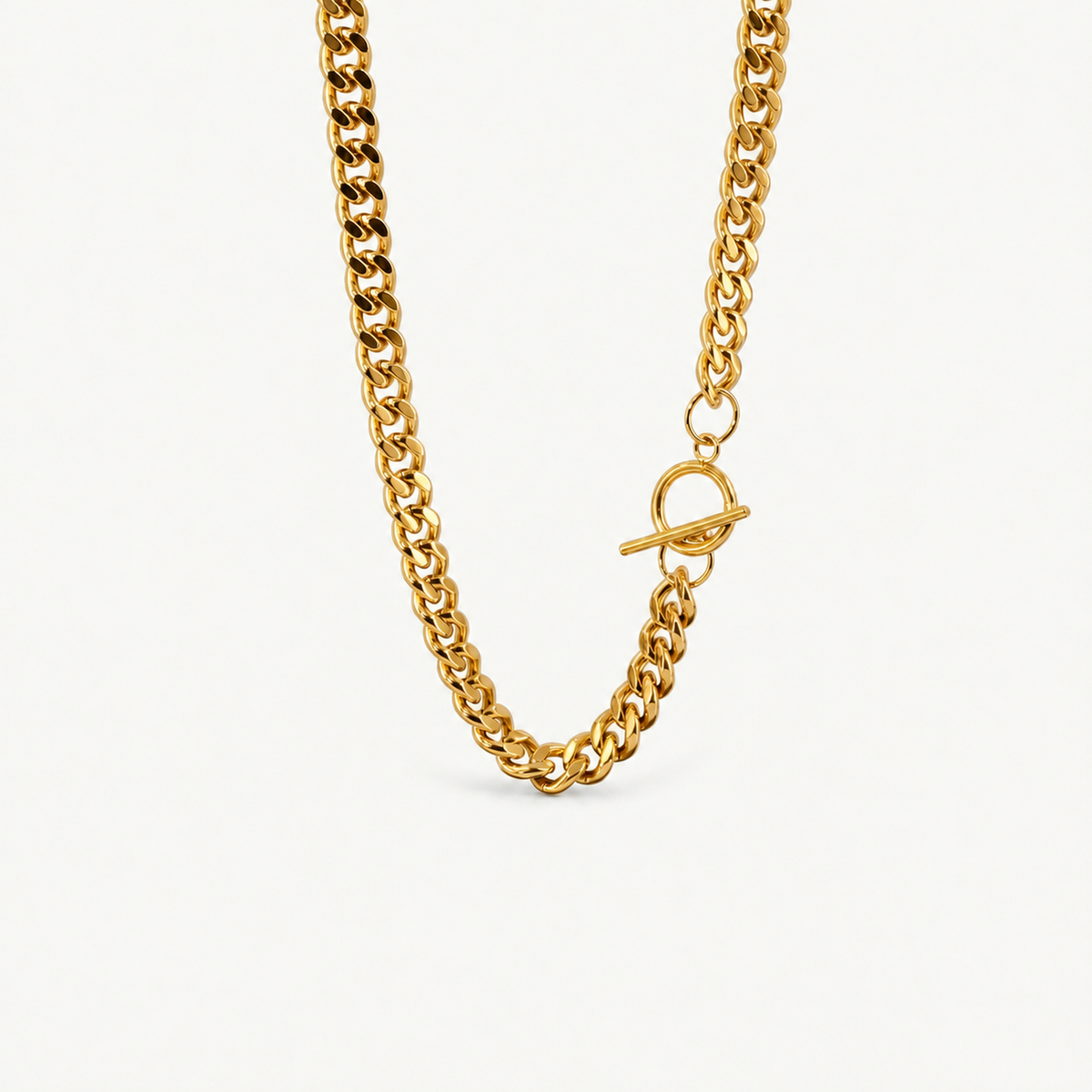 T-Bar Curb Chain Necklace | 18k Gold Plated Waterproof