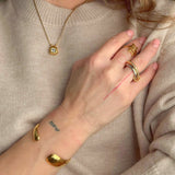 Waterproof Gold Cuff Bracelet, 18k gold-plated stainless steel