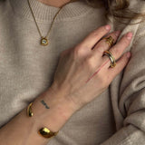 Double Sparkle Link Ring, waterproof 18k gold-plated stainless steel