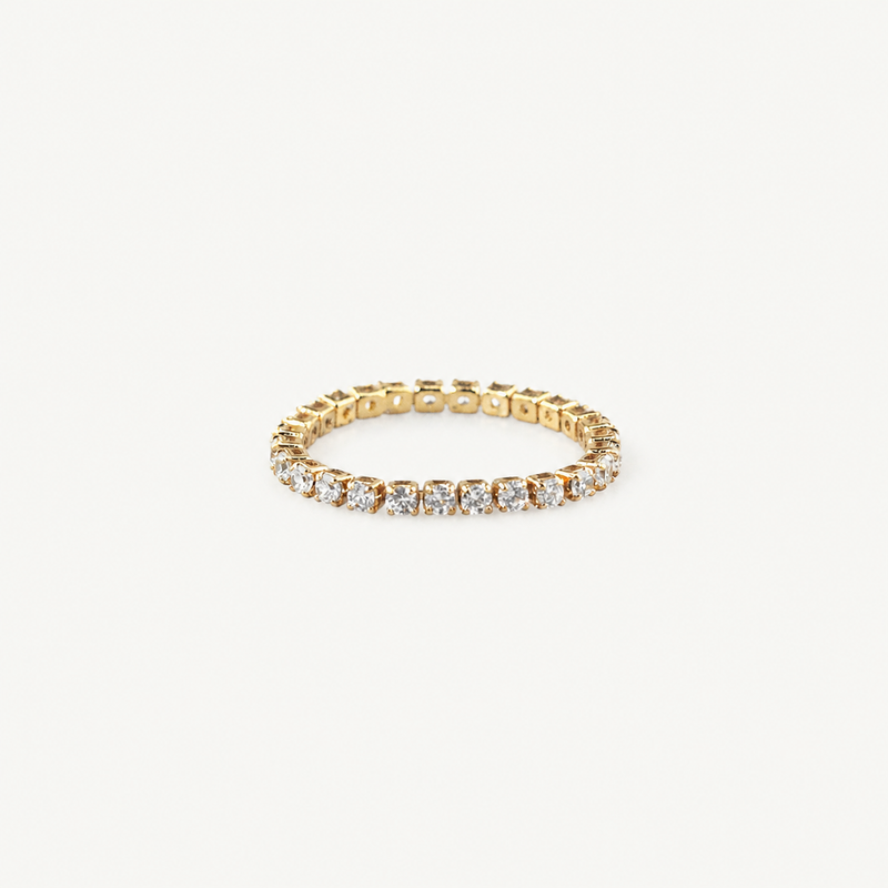 Tennis Chain Ring – 18k Gold Plated