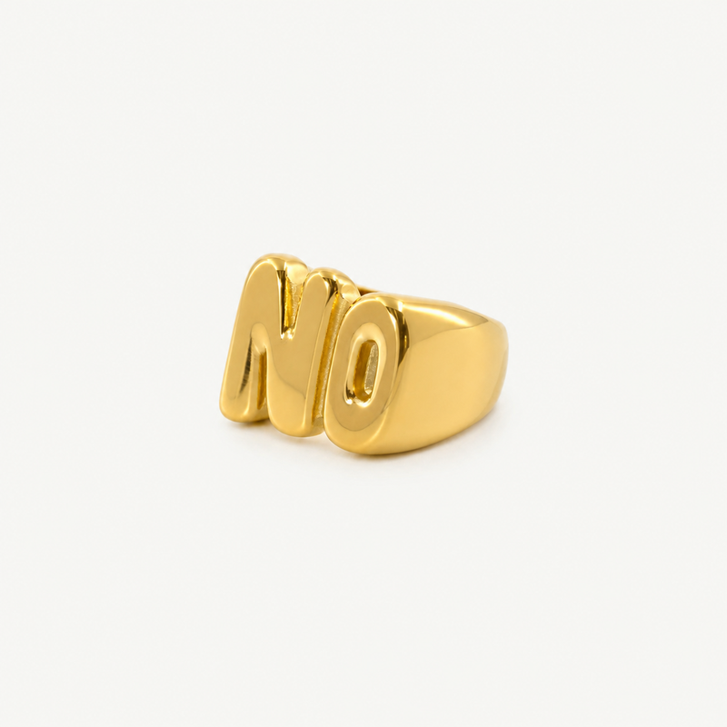 Big NO Ring – Gold-Tone Chunky Statement Ring