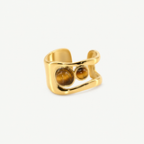 Hypoallergenic Tiger's Eye Cuff Ring - Waterproof 18k Gold
