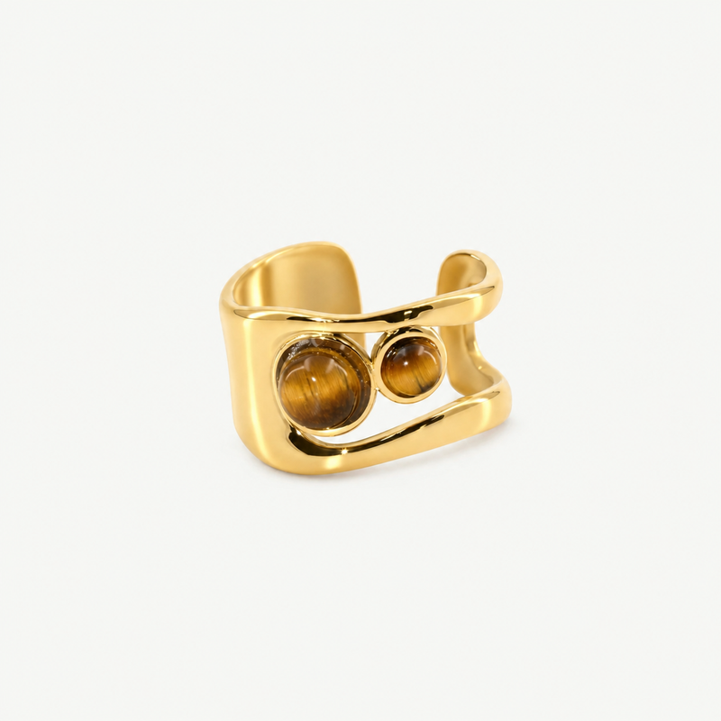 Hypoallergenic Tiger's Eye Cuff Ring