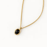Tiny Black Onyx Necklace, waterproof 18k gold-plated stainless steel