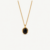 Tiny Black Onyx Necklace - Waterproof Stainless Steel Jewelry