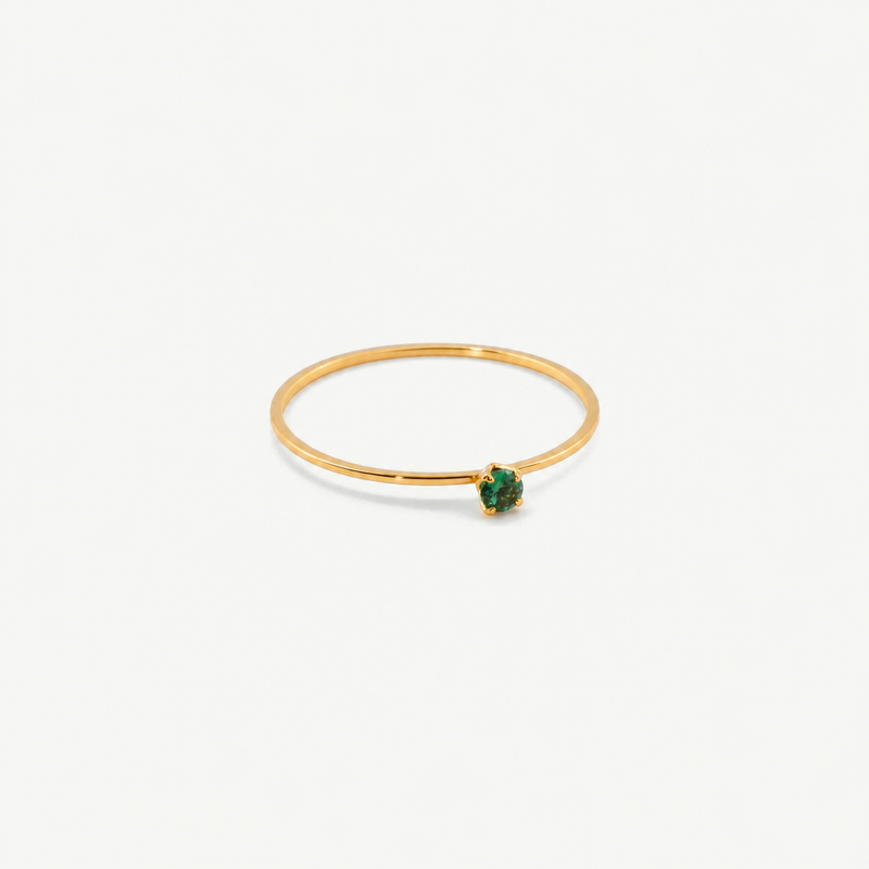 Tiny Green Stone Stacking Ring