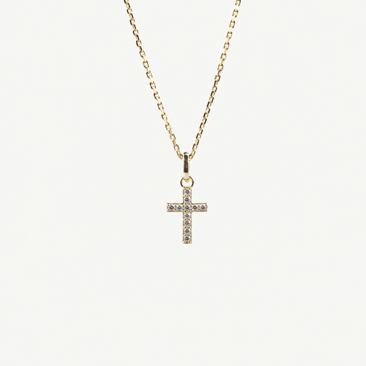 Tiny Pave Cross Necklace – Gold Plated Stainless Steel