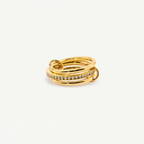 Gold Stacking Ring with Zircon Stones