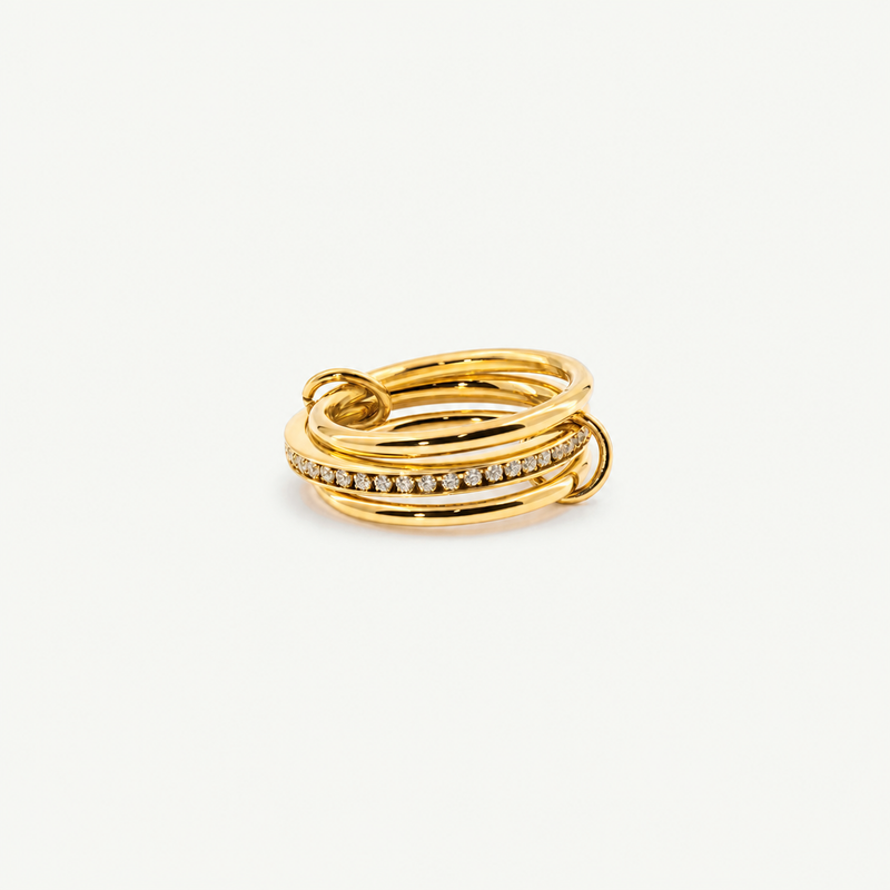 Gold Stacking Ring with Zircon Stones