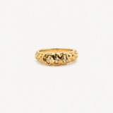 Triple Stone Hammered Ring