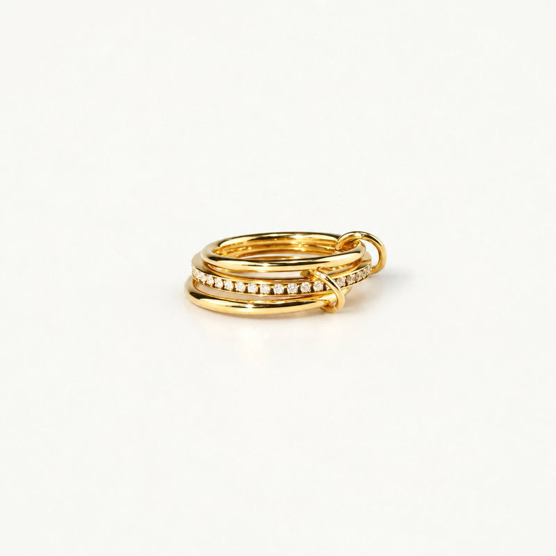 Gold Stacking Ring with Zircon Stones