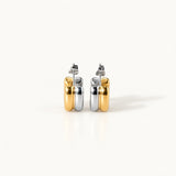 Two Tone Small Hoop Earrings, waterproof 18k gold-plated stainless steel