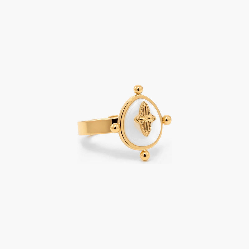 Vintage Mother of Pearl Ring — Gold Plated