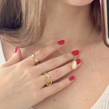 Vintage Mother of Pearl Pendant Necklace, waterproof 18k gold-plated stainless steel