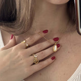 Tearlight Hug Ring, waterproof 18k gold-plated stainless steel