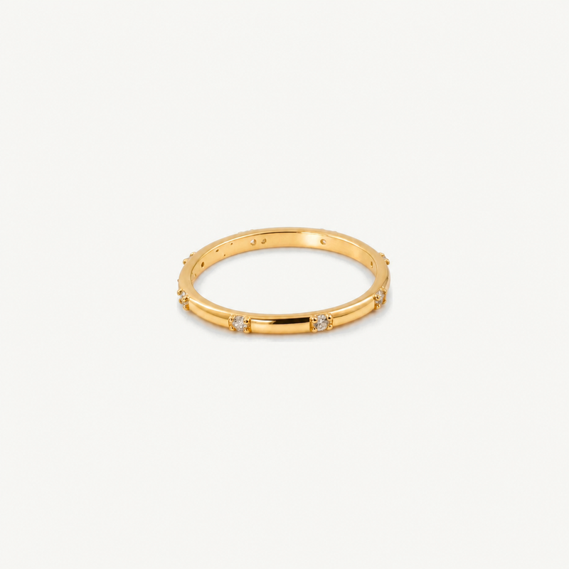 Vivi Thin Ring — 14k Gold Plated Stainless Steel with CZ