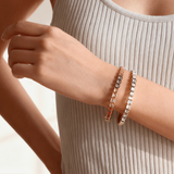 Waterproof Gold Bangle Bracelet with Clear Stones, 18k gold-plated stainless steel