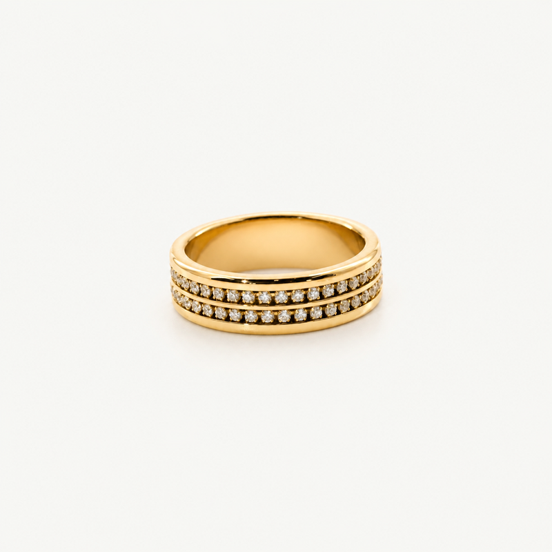 Vowline Band Ring – 6mm Sparkling Gold Band