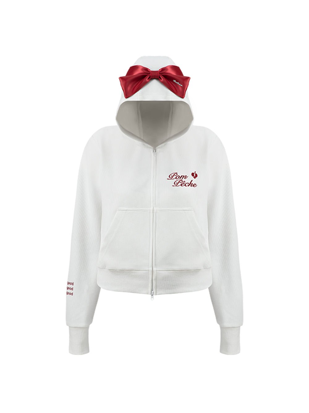 Waffle Knit Zip - Up Bow Hoodie for Tennis - Volaea Pickleball Attire