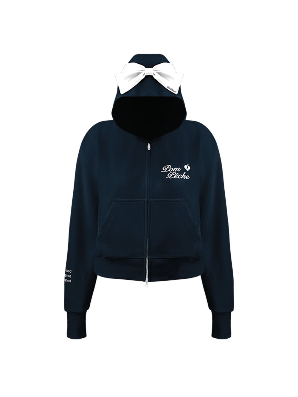 Waffle Knit Zip - Up Bow Hoodie for Tennis - Volaea Pickleball Attire