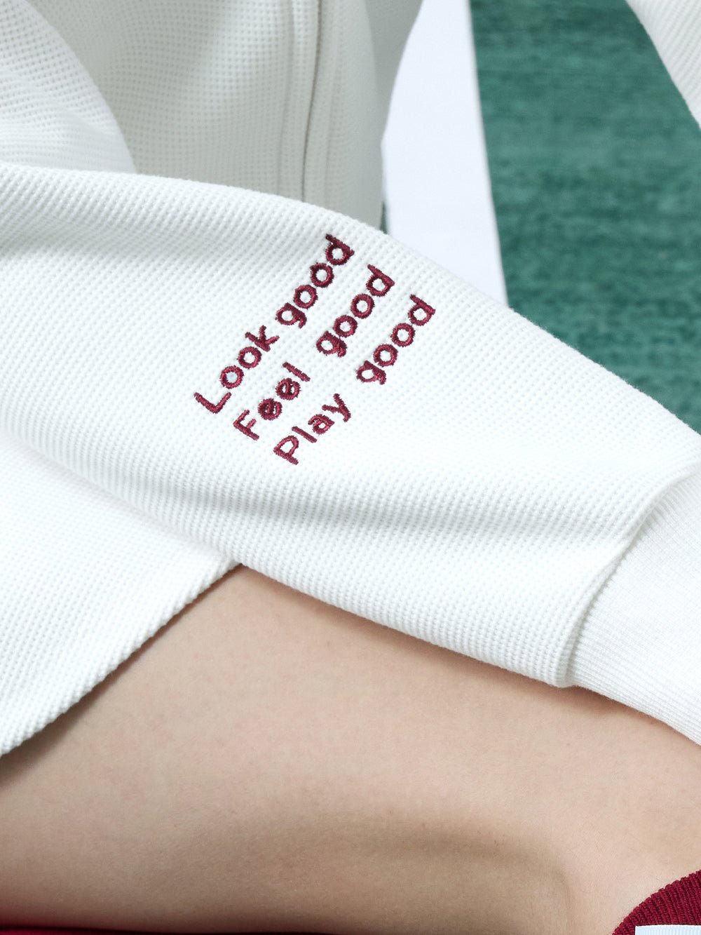 Waffle Knit Zip - Up Bow Hoodie for Tennis - Volaea Pickleball Attire