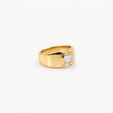 Waterproof Gold Signet Ring with Radiant Crystal — 4