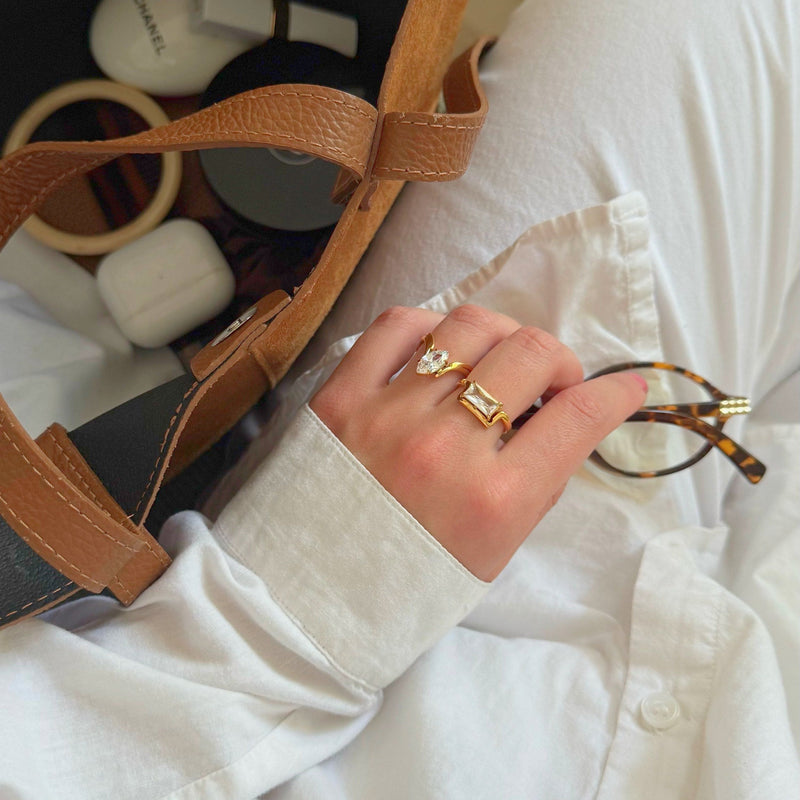 Half Frame Gem Ring
