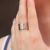 Waterproof Tarnish-Free Pebble Statement Band Ring, 18k gold-plated stainless steel