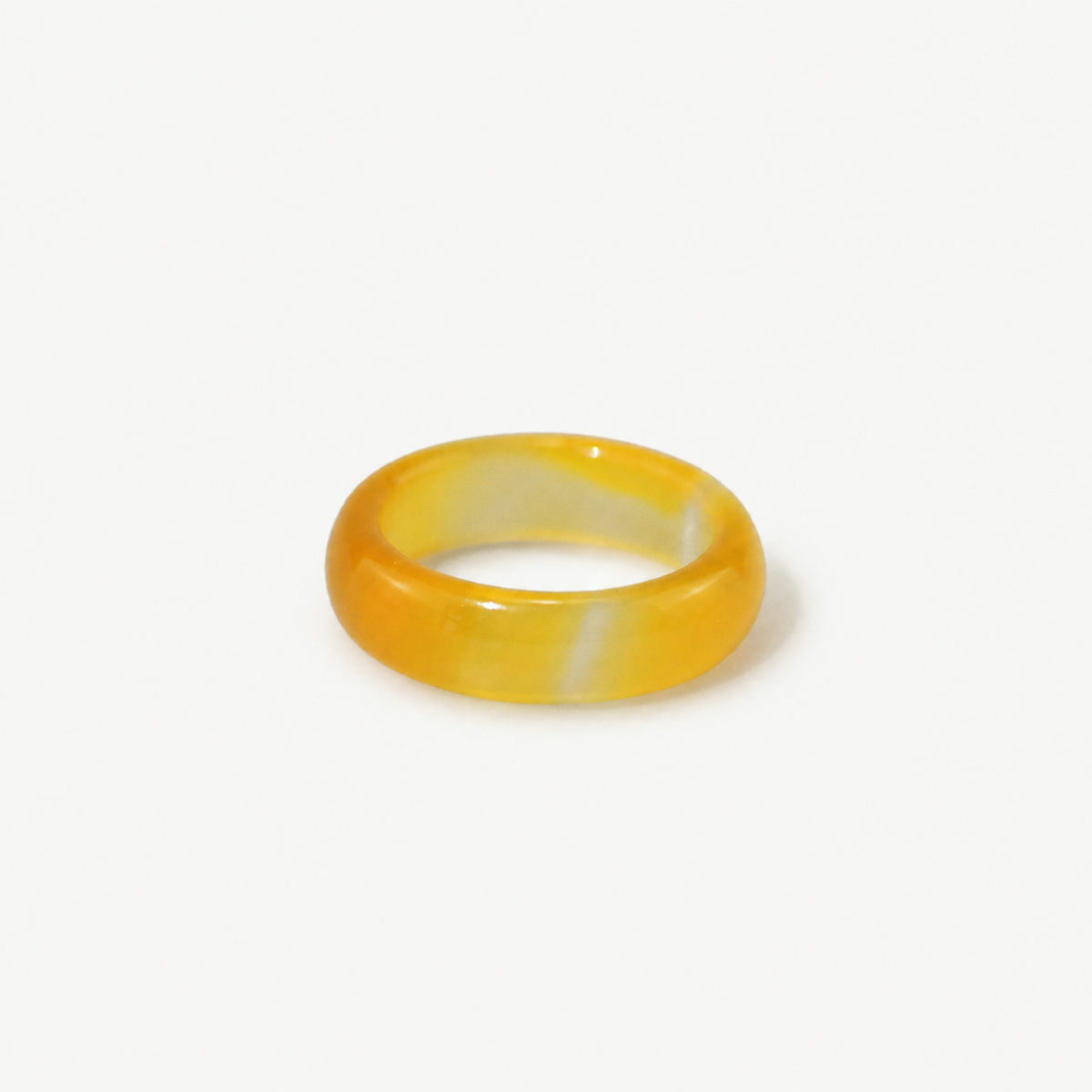 Yellow Jade Band Ring — 3mm Stackable Gemstone Ring